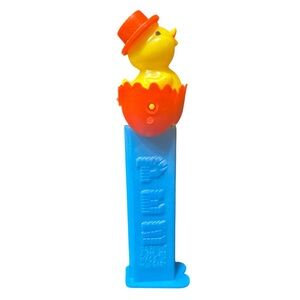 Vintage PEZ Chick in Egg Dispenser with Hat Blue Stem